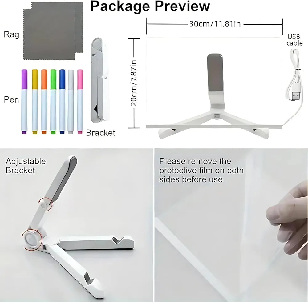 3D LED Light Glass Acrylic Writing pad