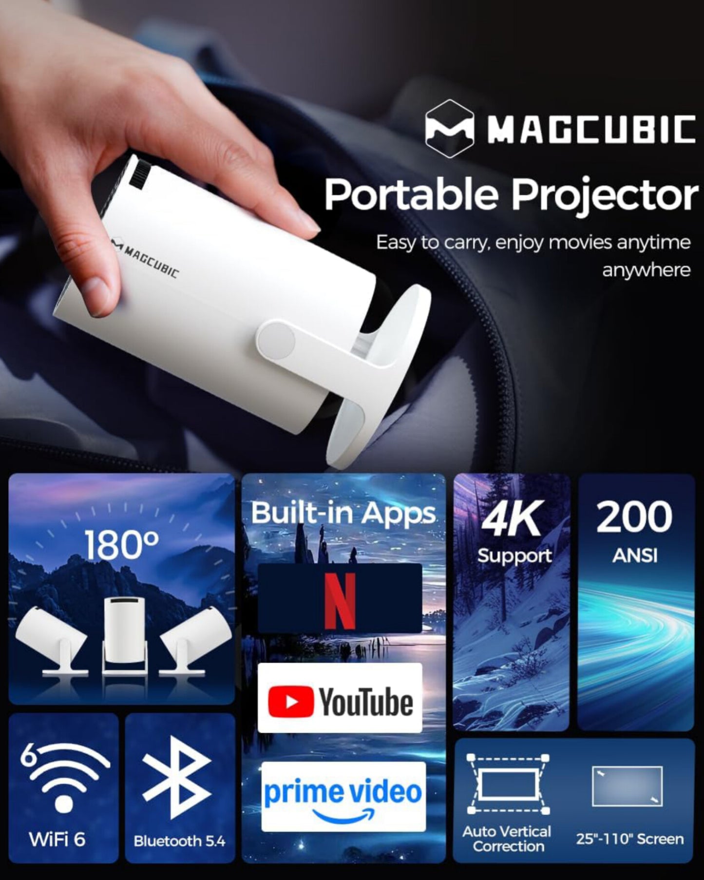 Full HD Portable Mini Projector, 4000 Lumens